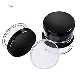 2 50 ml Kunststoff leer Loser Puder Fall Face Powder Make-up Jar Travel Kit Rouge Kosmetik Make-up Gläser Container mit Mehlsieb und Deckel (2 x Puderquaste kostenlos)
