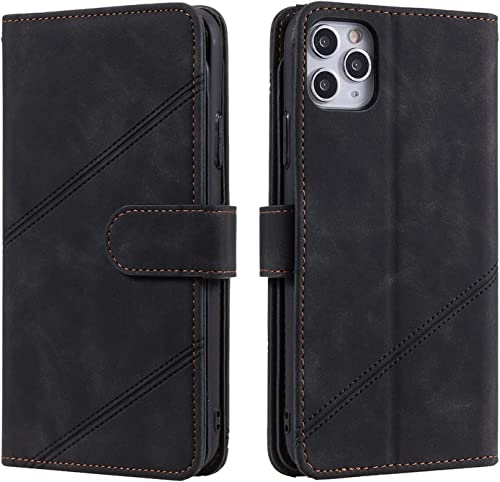 Étui iPhone 11 en cuir noir de haute qualité avec rabat magnétique chic