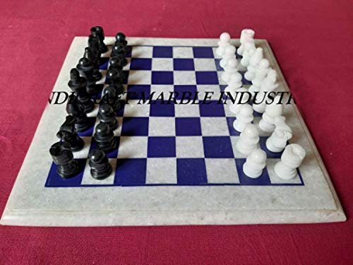 Amazon Com Handmade Marble Chess Board And Coins Blue White Blocks With Black White Chess Coins Chess Piece Names Chess Unblocked Chess Players Shout Crossword Clue Handmade Products