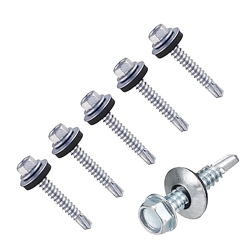 TERF Light Duty Sheet to Steel Roofing Screw 5.5mm X 50mm (No.12 X 2) Hex Head With EPDM Sealing Washer Self Drilling Self Tapping Roofing Screw - Pack of 25