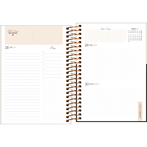 Agenda Espiral Diária 14 x 20 cm West Village 2022 - Estampa Fundo branco com poá - Tilibra