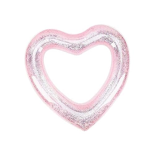 Toddmomy Lightweight Portable Glitter Heart Pool Float Perfect for Outdoor Swimming