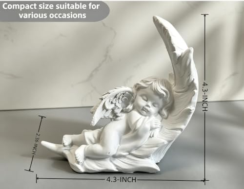 Estatua Ángel Guardián Pequeña de Resina Blanca 4.3 in miniatura 6