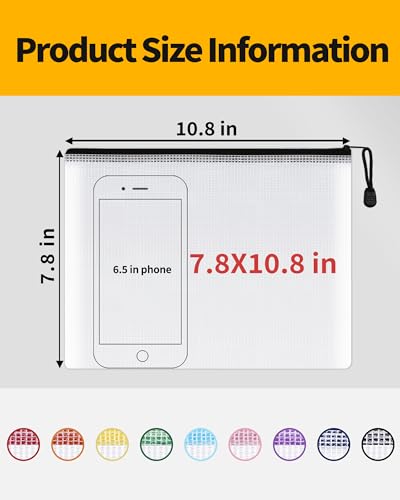 Image of SUNEE Plastic Mesh Zipper Pouch 7.8x10.8 in (Black, 18 Packs),Extra Large Water-Resistant Zip Bag for School Office Supplies, Puzzles & Games Organizing Storage