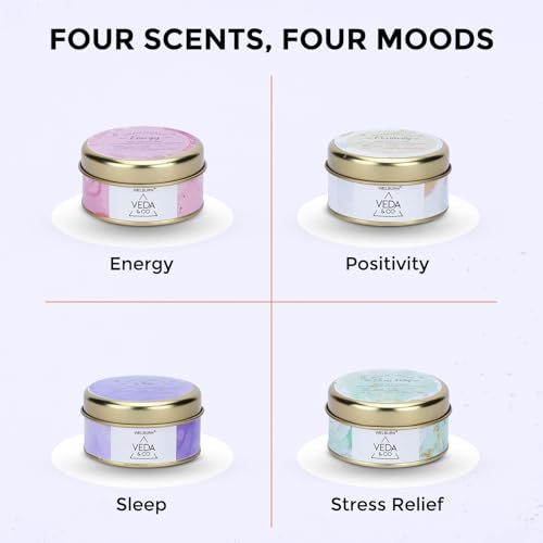 Image of Welburn Veda&Co Scented Wax Candle (85gm, 15 Hr Burn Time) | Aromatherapy Travel Tin Candle | Soy Wax | Induces Sleep & Relaxation | Stress Relief Candle for Bedroom, Meditation & Home Decor