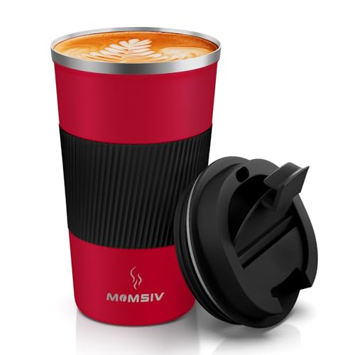 Image of MOMSIV 17oz Travel Mug, Insulated Coffee Cup with Leakproof Lid, Vacuum Stainless Steel Double Walled Reusable Tumbler for Hot and Cold Water Coffee and Tea In Travel and Car