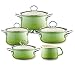 Riess 0584-036 Topfset 5-tlg. SMARAGD bestehend aus 2 x Fleischtopf mit Glasdeckel (16 und 20 cm), 2 x Kasserolle mit Glasdeckel (16 und 20 cm) und Schnabeltopf 12 cm