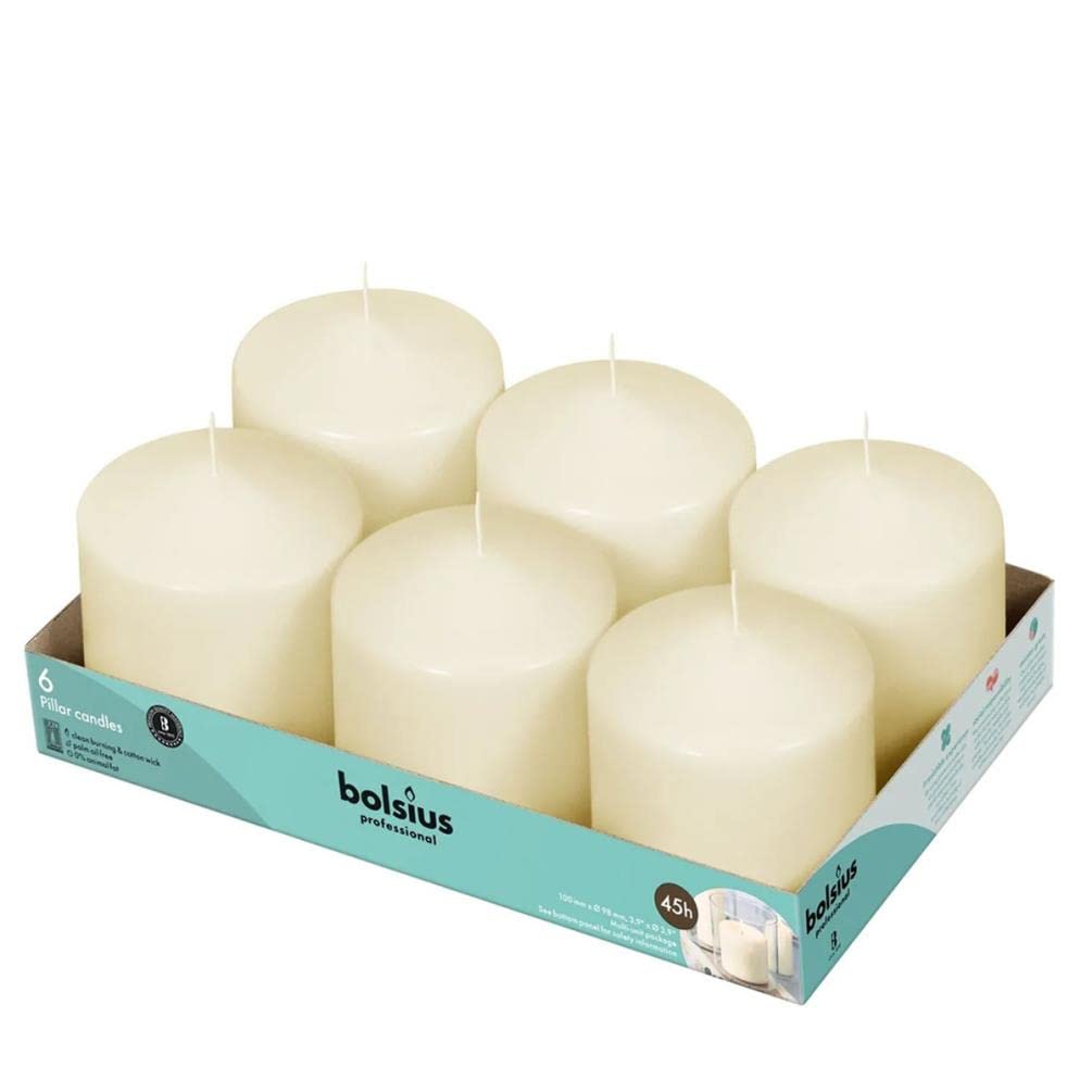 Bolsius Ivory Professional Pillar Candles 10Cm X 10Cm (Pack Of 6)