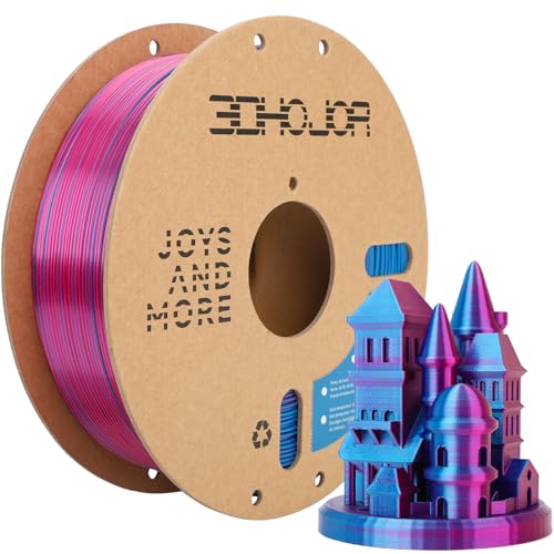 Image of 3DHoJor Silk PLA Filament 1.75mm Red Blue Dual Color PLA 3D Printer Filament 2 in 1 Coextrusion 1KG Spool(2.2lbs) 3D Printing Filament Dimensional Accuracy + /- 0.03mm Fits for Most FDM 3D Printers