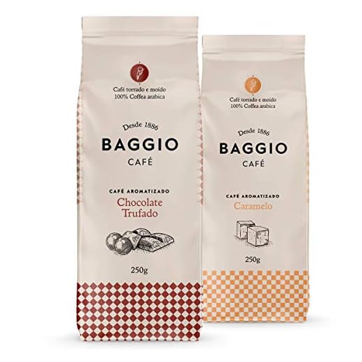 Café Em Pó Baggio, 2 Pacotes de 250g, Chocolate Trufado e Caramelo, Café Moído Aromatizado