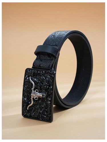 Women's Cowgirl Belt Square Buckle Floral Embossed Retro Waist Belt3