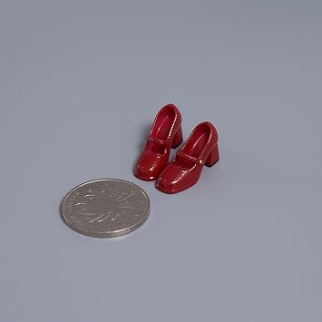 Fremego 1/12 Scale Female Shoes,Female Uniform Shoes Thick Heeled Leather Shoe Student High Heels Shoe Model Accessory for 6inch Action Figure Body Red