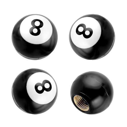 Misuyue - Misuyue 4 Stück Ventilkappen Auto, Billard Kugel Ventilkappen Motorrad, Spezial Reifenventilkappen, Universal Autoventil Kappe für Auto Fahrrad LKW Motorrad Autozubehör