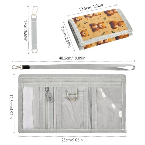 ALAZA Kids Wallets for Boys Girls Toddler Trifold Wallet Children Small Bear Brown with Zipper Coin Pocket3