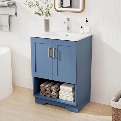 LDarqeer 24/30/36 Inch Modern Bathroom Vanity with Ceramic Sink and