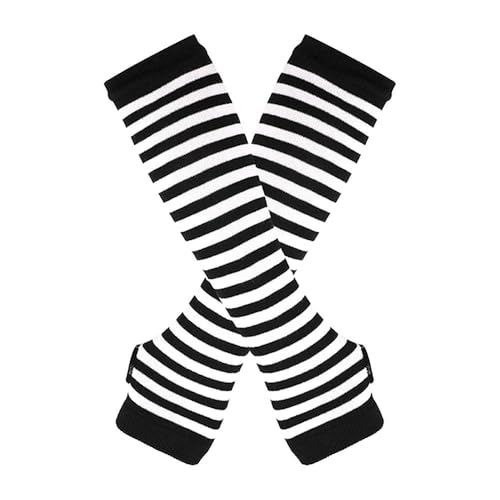 1 Pair Women's Over The Knee Socks For Thick Thighs Long Stockings Casual Striped Cotton Socks With Long Gloves Set3