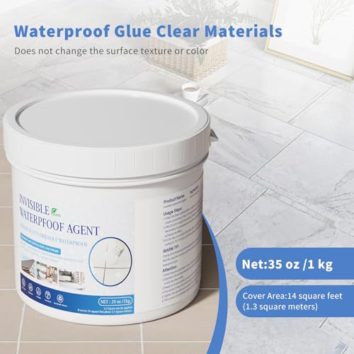 Image of Invisible Waterproof Agent Transparent Repairing Leak Waterproof Adhesive for Roofs, Walls, Bathroom, Shower, Window Sills, Indoor & Outdoor Water Proof Coating 35 Oz