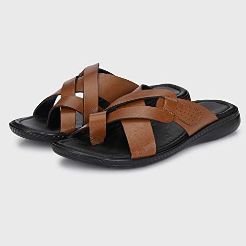 Burwood Men Bwd 139 Tan Leather Flip Flops Thong Sandals-6  display picture 3