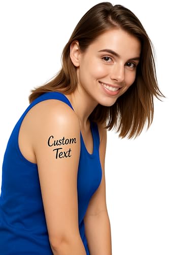 Personalized Temporary Tattoo with Custom Text – Waterproof Fake Tattoo Stickers – Custom Name or Photo for Adults, Women, Men – Wedding, Birthday, Bachelorette, Party