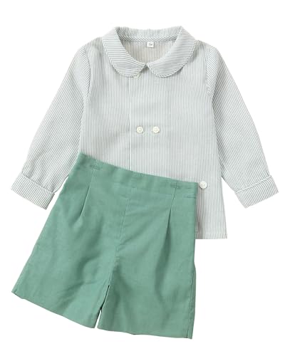 Twoflower Toddler baby boys' clothing sets boy outfit Spring Long sleeve Button Down Shirts with peter pan collar