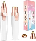 Augenbrauen Trimmer, 2 in 1 USB Augenbrauenrasierer und Gesichtshaarentferner für Frauen, Schmerzfreie Augenbrauen Epilierer Damen Für Körper Gesichtshaare Lippen Kinn, mit LED-Licht und Bürste