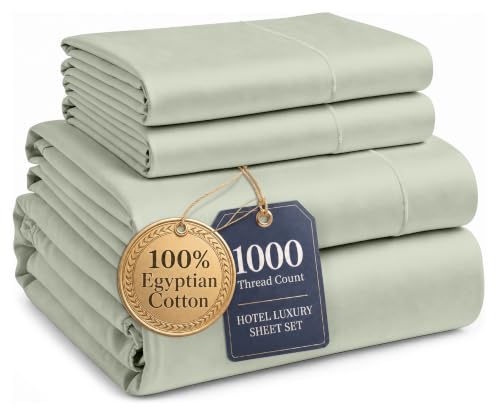 Image of LANE LINEN Bed Sheets Queen Size 100% Egyptian Cotton Sateen - Mineral | Deep Pocket Queen Sheets - 4-Piece Set, 16 inch Deep-Pocket Snug Fit, 1000 Thread Count, Styles A Master Bedroom, Plush