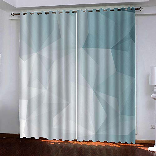 YTSDBB Rideaux Occultant Salon - Géométrie Solide Bleue - L 234 x H 230 cm 3D Impression Isolant ​Thermique Isolant ​phonique 90% Rideaux Occultant à Oeillets Douceur ​Rideau Chambre Garçon Fille Cover