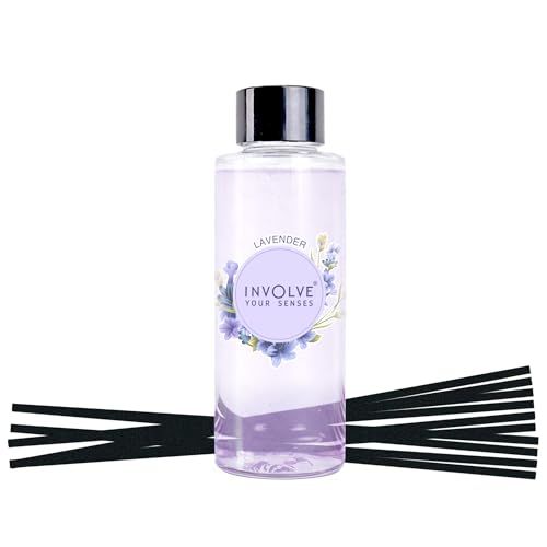 Image of Involve Lavender Reed Diffuser Refill with Free 10 Reed Sticks - 120 ml | Long-Lasting Home Aroma Diffuser for Living Room, Bedroom & Gifting | Home Decor | Home Fragrance | Diffuser for Home