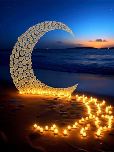 Peinture diamant plage lune 50x70cm pour une déco d'automne cocooning