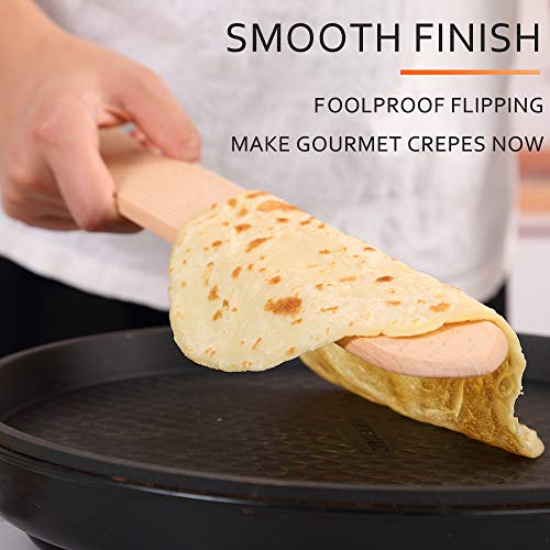 Conjunto de espátula e espátula de madeira de crepe de madeira de tamanho perfeito para servir em fo