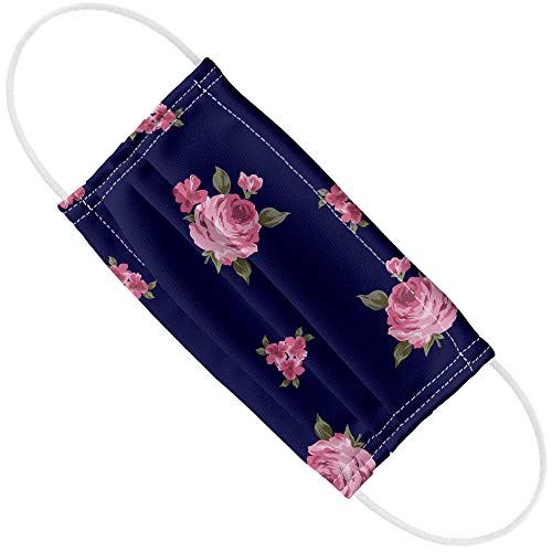 Popfunk Pink Roses On Purple Flowers Pattern 1-Ply Reusable Face Mask Covering with Adjustable Nose Wire, Unisex