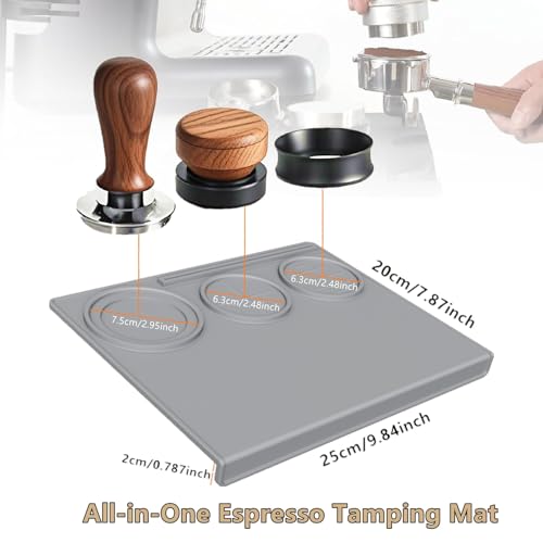 Image of Espresso Tamping Mat, Coffee Tamper Mat, Espresso Mat for Counter, Silicone Tamper Mat, Food-grade, Non-Slip, Waterproof, Heat Resistant (Gray, 25x20x2cm)