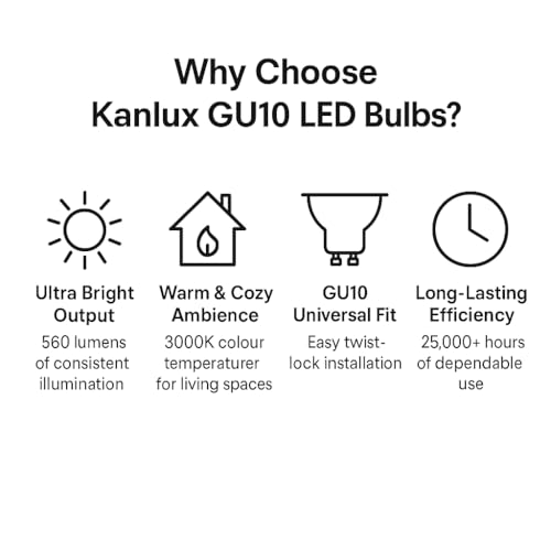 Kanlux GU10 LED Light Bulbs 8W – Pack of 10 | 690 Lumens Warm White | 100° Beam Angle | Non-Dimmable | Energy Saving Spotlights for Home & Office – 220-240V - Image 6