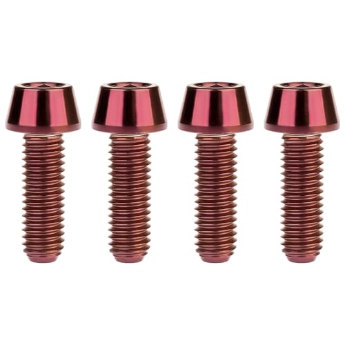 Image of Titanium Ti Bolt M5x9 16 18 20 25 30 35 40 45 50 55 60mm Tapered Head Screws Pack of 4 (M5x16mm, Burgundy)