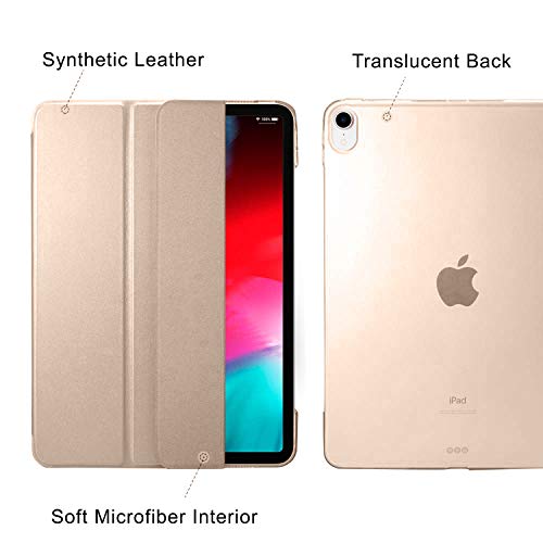 Image of DuraSafe Cases iPad PRO 11 Inch 1st [ PRO 11 2018 1 Gen ] A1980 A1934 A2013 A1979 MTXN2HN /A MTXP2HN /A MTXR2HN /A Trifold Hard Smart PC Translucent Back Cover - Gold