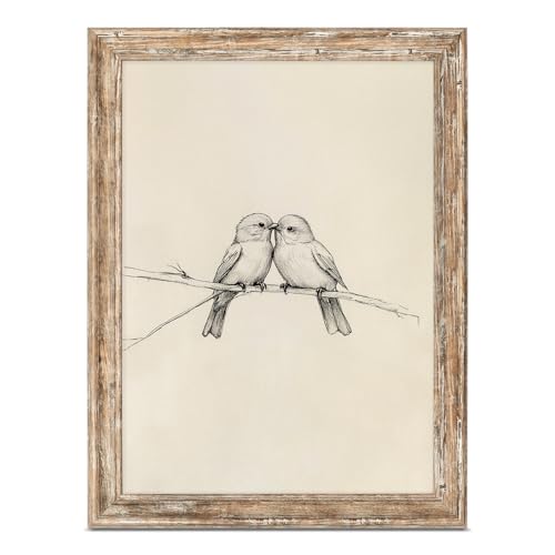 ASTRDECOR Vintage Birds Framed Canvas Wall Art – Two Birds