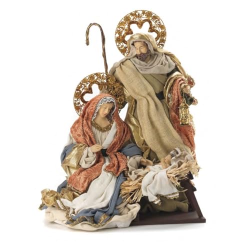 Forte Solution Natività Monoblocco in Resina, Statue per Presepe con Vestiti in Tessuto 50 cm