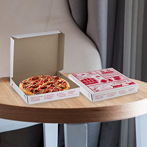 Mt Products 12" Length X 12" Width X 2" Depth Lock Corner Clay Coated Extra Thin Pizza Box Clay With Design (10 Pieces) (Not Corrugated)- Made In The Usa #TOP6