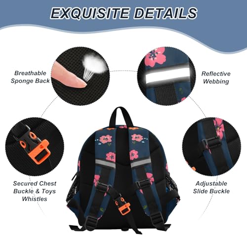 Kid's Backpack for Boys & Girls Toddler Bag Colorful Flowers Pattern Backpack with Safety Leash3