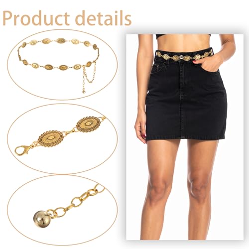 Chain Belt for Women Brown Western Cowgirl Belt Chain Adjustable Western Belts for Jeans Dresses Country Concert Outfit3