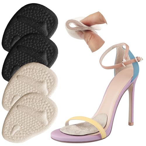 Image of SIIHEA Metatarsal Pads Ball of Foot Cushions, Heel Inserts for Women, Foot Pain High Heel Comfort Shoe Filler, Heel Pads Grips for Shoe Too Big, Loose Shoes, Blisters (2PairsBeige+Black)