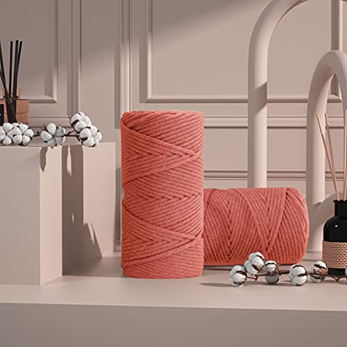 Image of ZUEXT Macrame Cord, Passion Pink, 5mm x 109yds Cotton String Macrame Yarn | 100% Natural Handmade, 4 Strands Twisted Cotton Rope, For Wall Hanging Plant Hangers Gift Wrapping Tapestry DIY Crafts, 100m