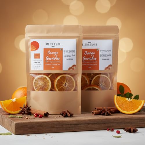 Image of Bab Louie & Co. Dehydrated Orange Wheel Garnishes for Cocktail, Mocktail, Detox Water, Green Tea, Snacks - Gluten Free, Vegan, Air Dried, No Sugar 100% Natural (Pack of 2),50 Gm