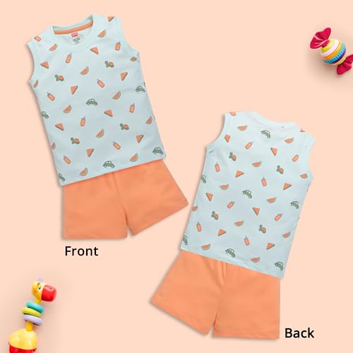 Image of LuvLap Baby Boys Regular Fit 100% Cotton Sleeveless Boys T-Shirt & Shorts Set Pack of 3