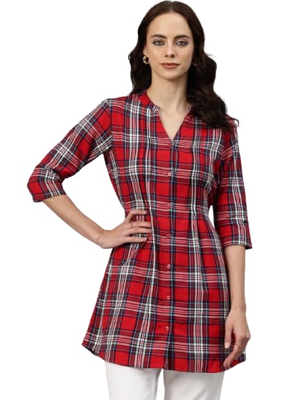 Women's Plaid Check Print Tunic