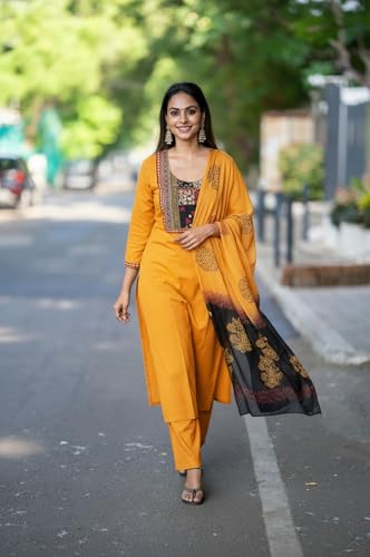 Image of ANNI Designer Women's Rayon Viscose Printed Straight Kurta with Pant & Dupatta