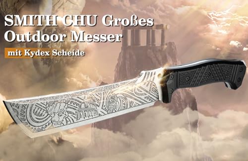 SMITH CHU Großes Outdoor Messer, Full Tang Survival Messer mit Scheide – Ansicht 2