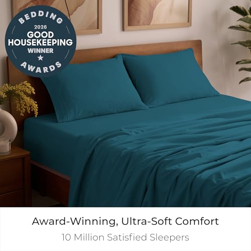 Image of Mellanni Queen Sheets Set - 4 PC Iconic Collection Bedding | Hotel Luxury, Extra Soft, Cooling Bed Sheets - Wrinkle, Fade, Stain Resistant (Queen, Teal)