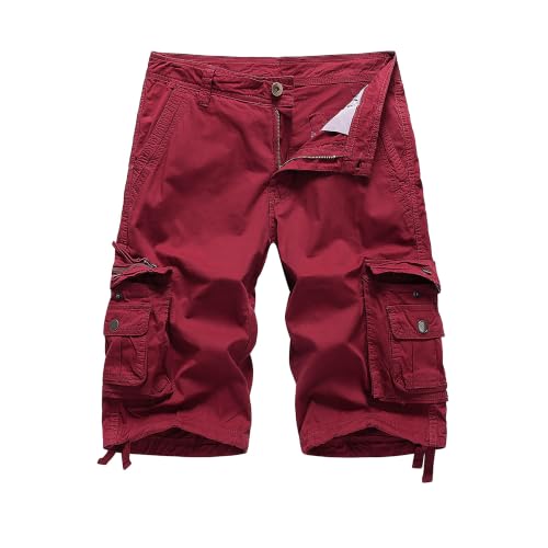 Short cargo homme en sergé de coton premium durable rouge bordeaux taille 38