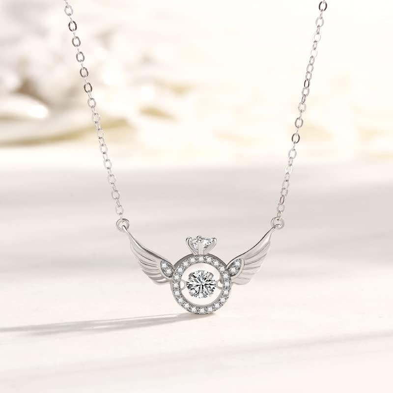 YYDS Angel Wings Wings Necklace,moving angel?s wings zirconia necklace,925 Sterling Silver Guardian Angel Wings Pendant for Women Jewelry Gifts (silver)